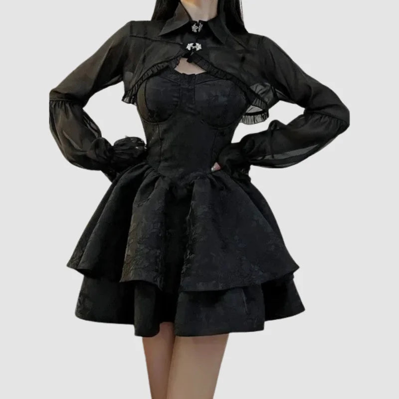 Schwarzes Gothic-Lolita-Kleid