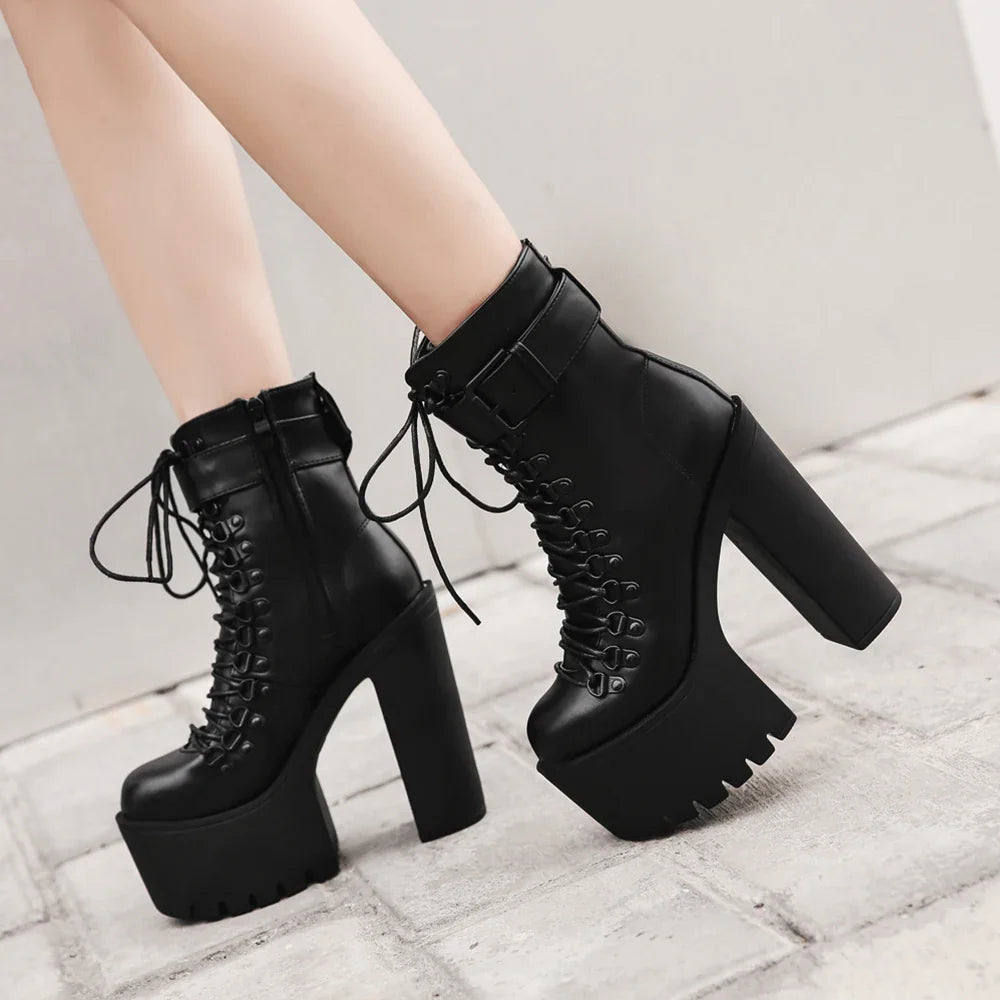 Damen-Plateauschuhe mit dickem Absatz