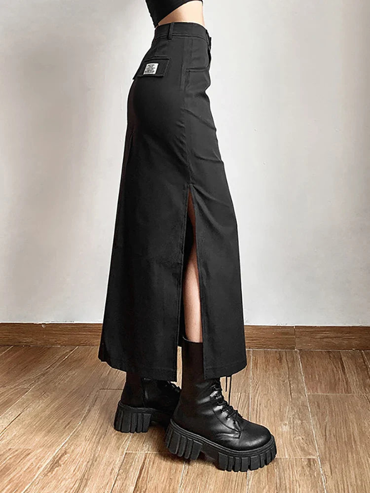 Jupe longue noire punk gothique