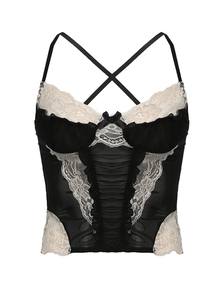 Schwarzes Gothic-Top aus der Rockmore-Kollektion