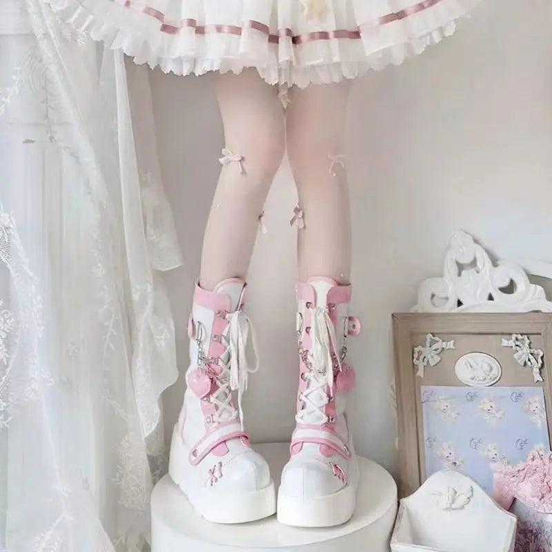 Kawaii Gothic-Plateauschuhe - rosa