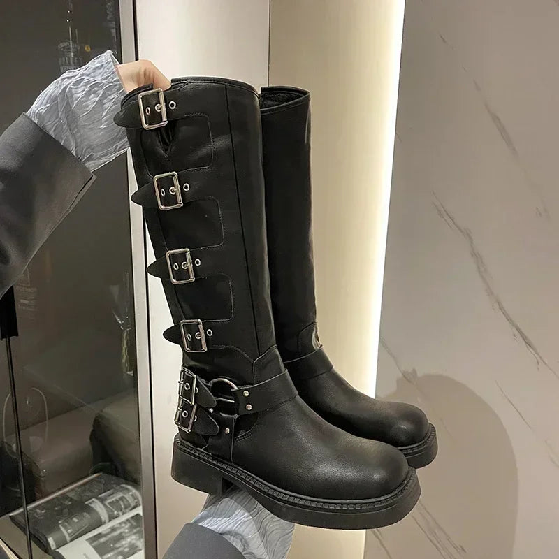 Bottes moto à boucles - noir
