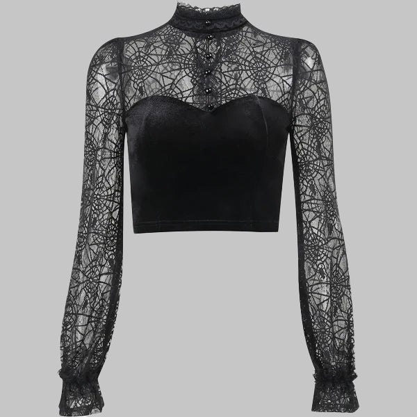 GOTHIC CROP TOP MIT LANGEN ÄRMELN