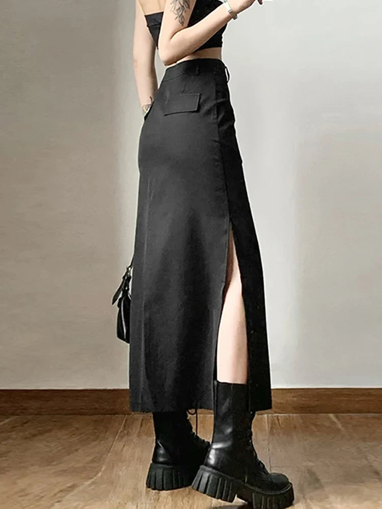 Jupe longue noire punk gothique