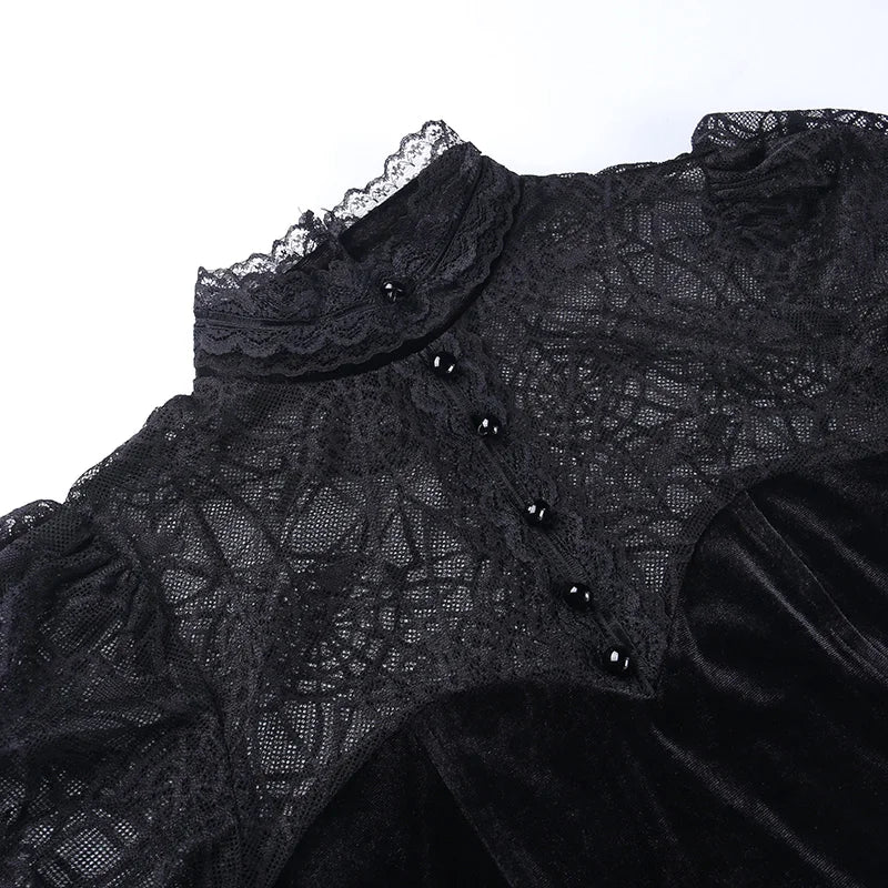 Top gothique à motif toile d'araignée