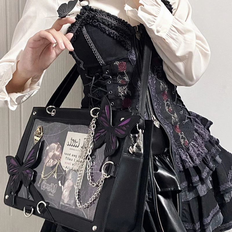 Sac avec toile d'araignée - violet noir