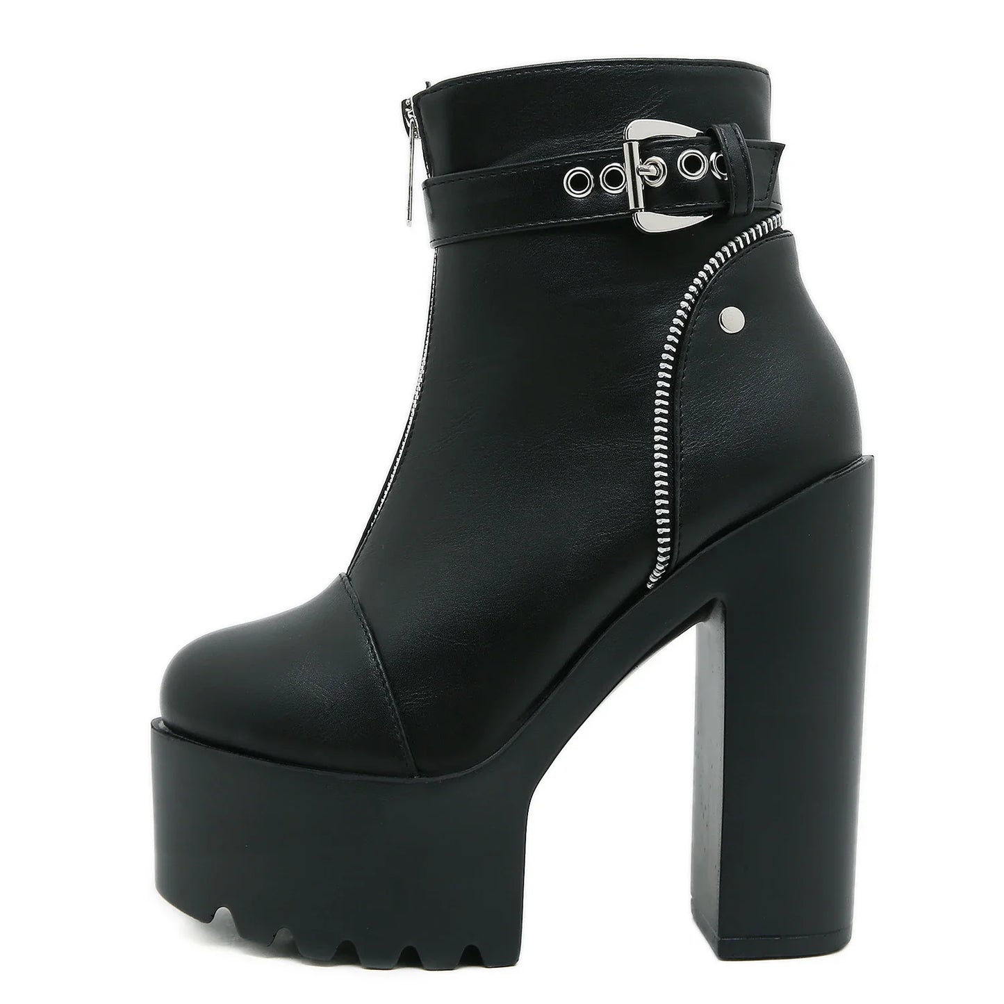 Chaussures gothiques à talons hauts avec boucle en métal