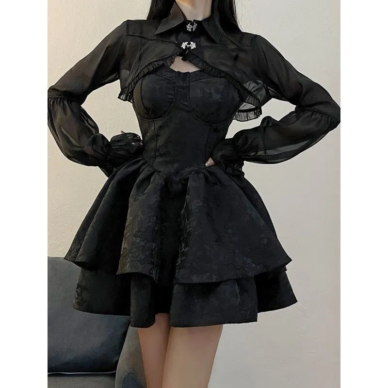 Schwarzes Gothic-Lolita-Kleid
