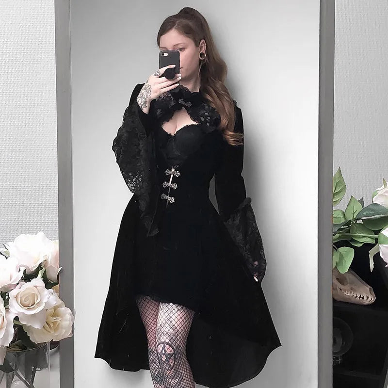SCHWARZES VIKTORIANISCHES GOTHIC-KLEID