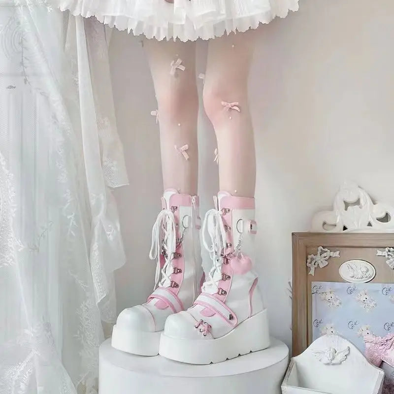 Kawaii Gothic-Plateauschuhe - rosa
