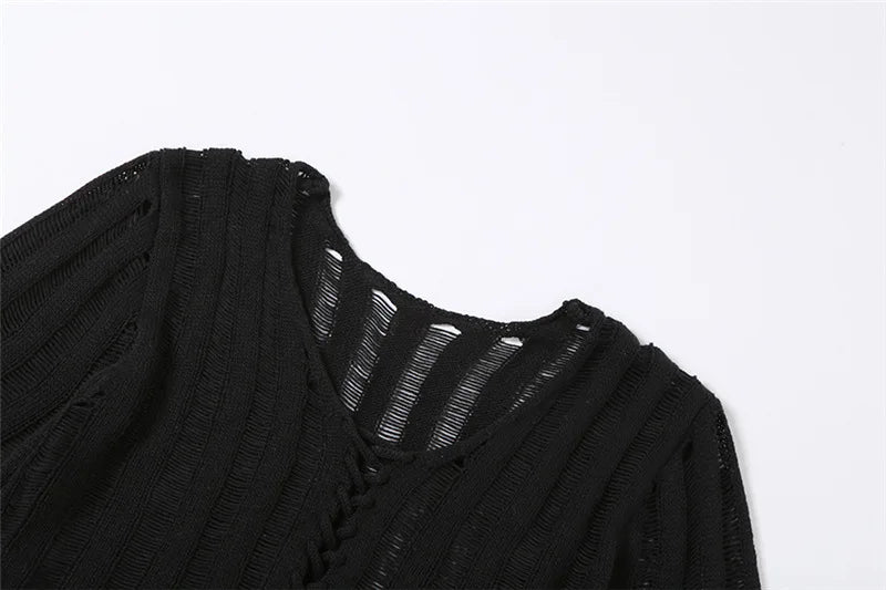 Schwarze Bluse mit String