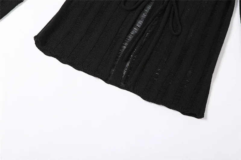 Schwarze Bluse mit String