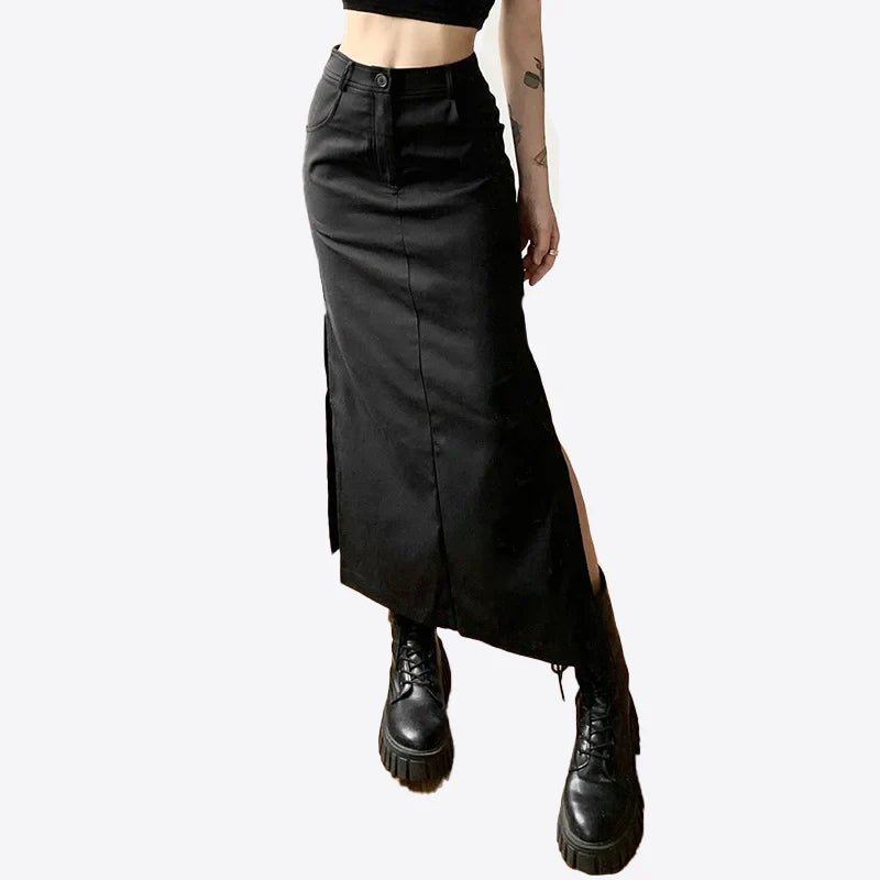 Jupe longue noire punk gothique