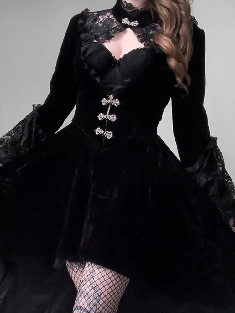 SCHWARZES VIKTORIANISCHES GOTHIC-KLEID