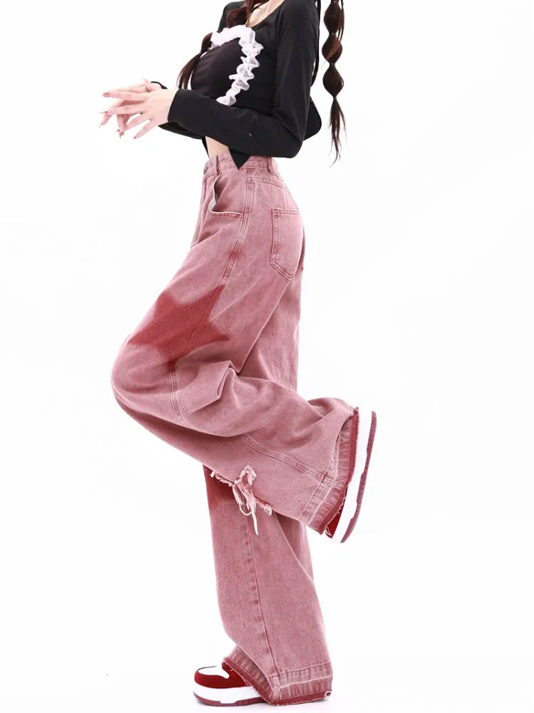 Jean cargo baggy - rose