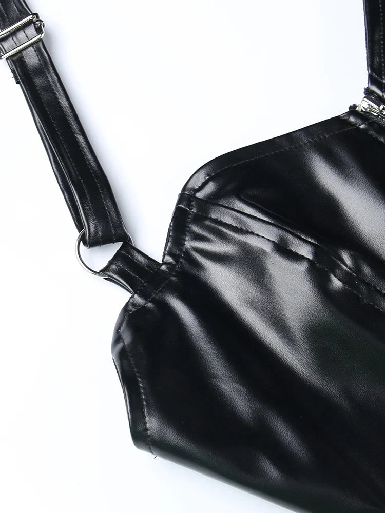 Corset en simili cuir noir