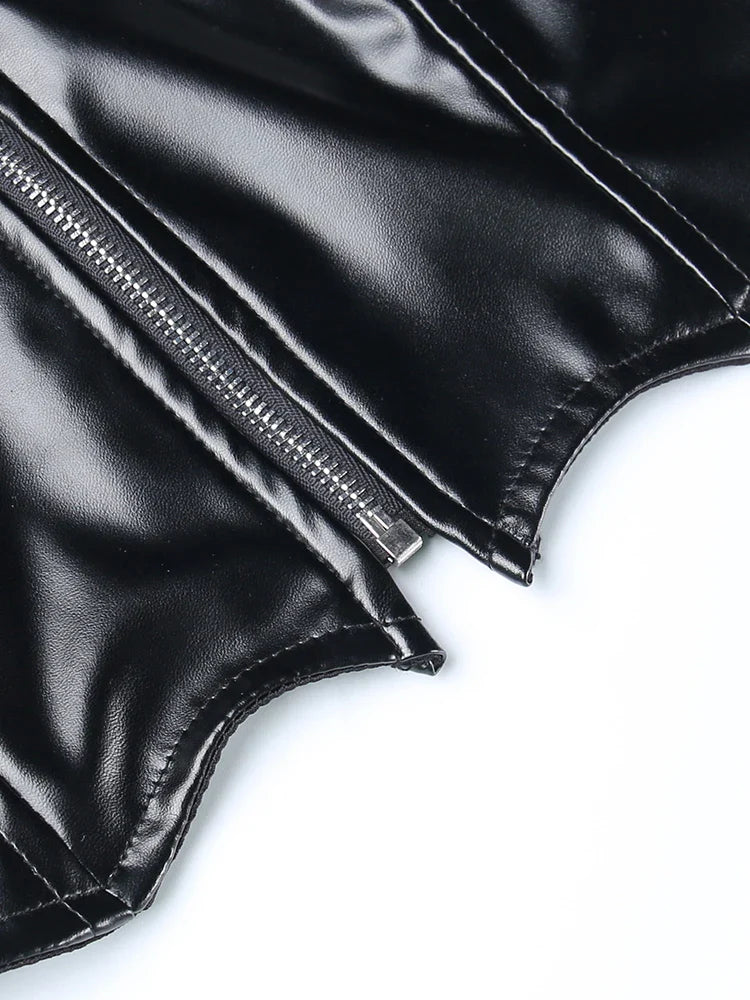 Corset en simili cuir noir