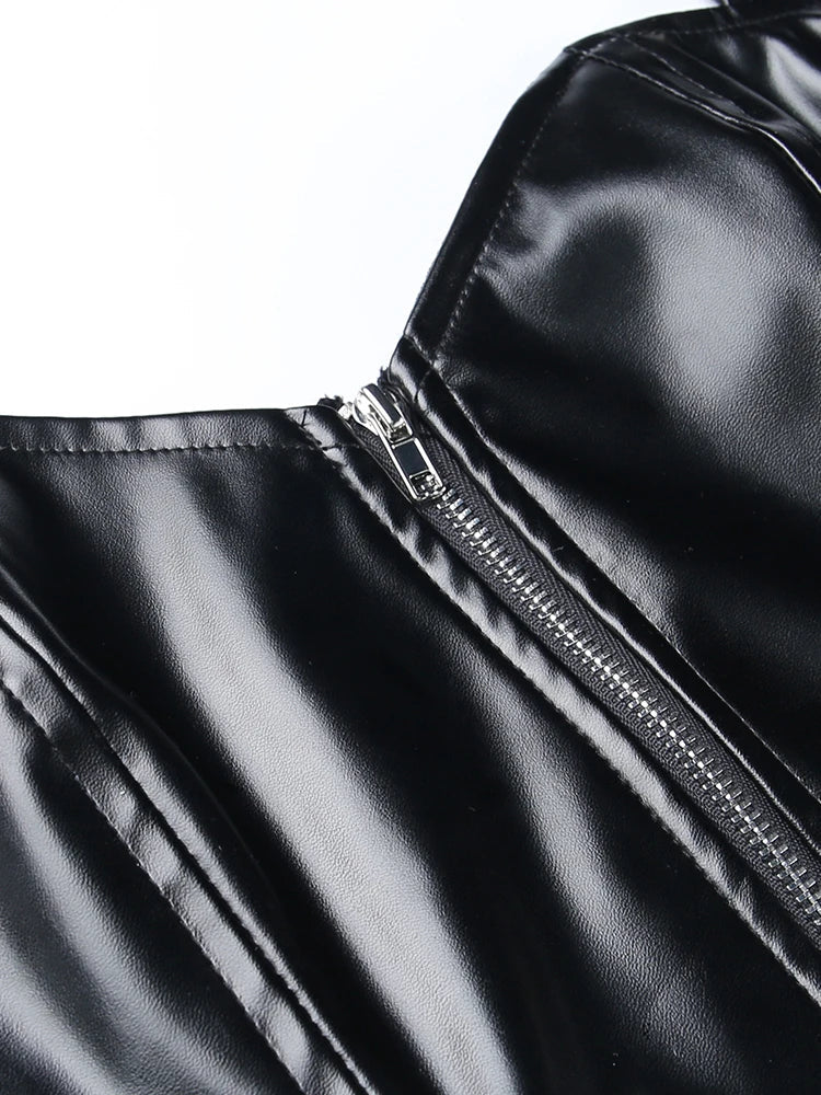 Corset en simili cuir noir