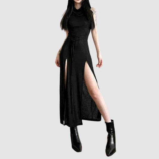 Gothic-Kleid mit Kapuze - schwarz