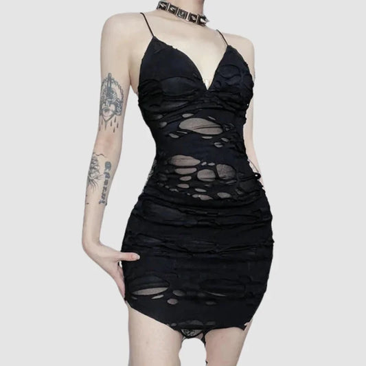 Kurzes Gothic-Kleid mit Löchern