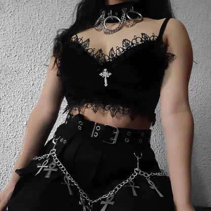 Schwarzes Gothic-Top aus Samt