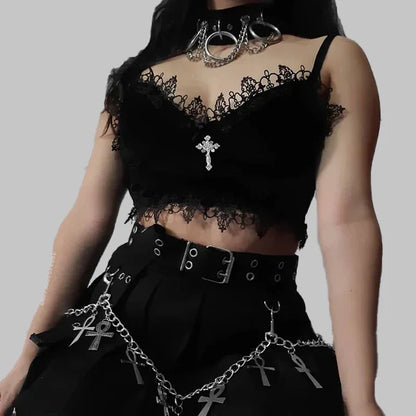 Schwarzes Gothic-Top aus Samt