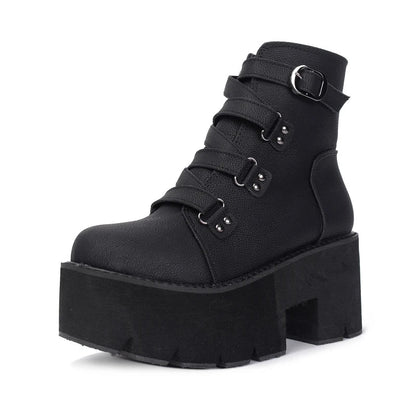 Gothic-Plateauschuhe mit Schnallen