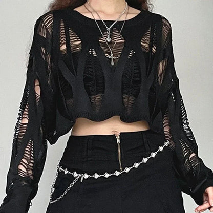 Gothic-Frühlingsbluse, schwarz