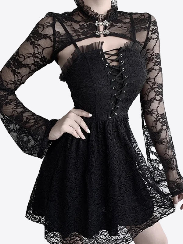 Gothic-Bluse mit langen Ärmeln