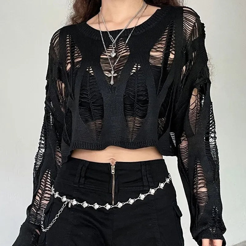 Gothic-Frühlingsbluse, schwarz