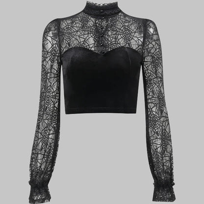 GOTHIC CROP TOP MIT LANGEN ÄRMELN