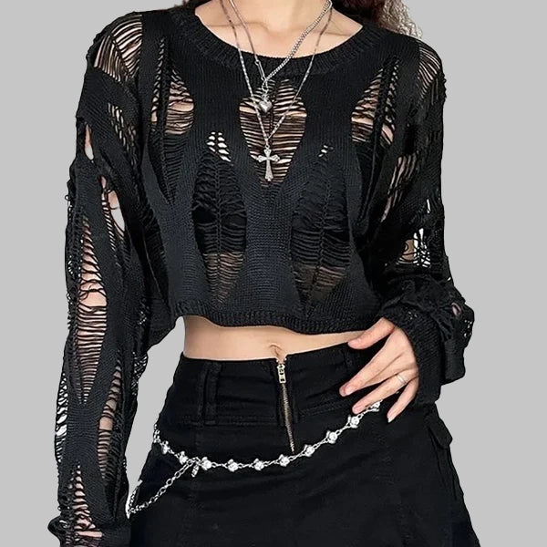 Gothic-Frühlingsbluse, schwarz