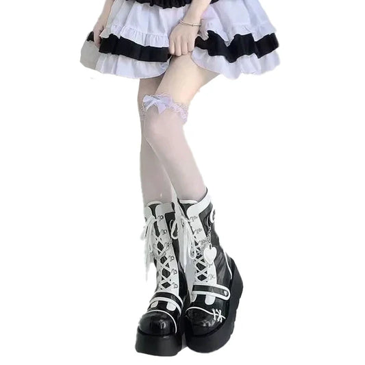 Kawaii Gothic Plateauschuhe - schwarz