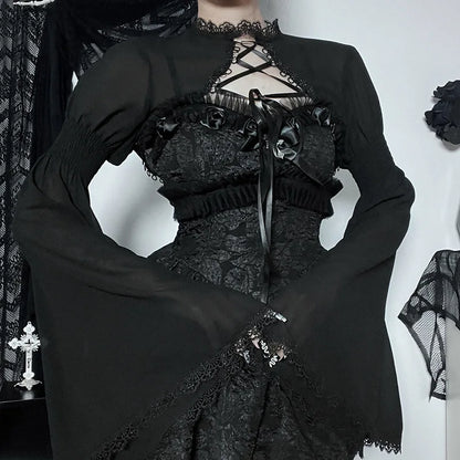 Gothic-Bluse mit langen Ärmeln