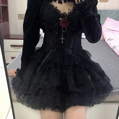Jupe gothique en maille noire