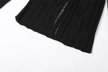 Schwarze Bluse mit String