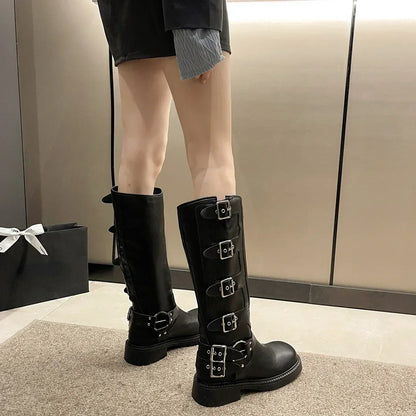 Motorradstiefel mit Schnallen - schwarz