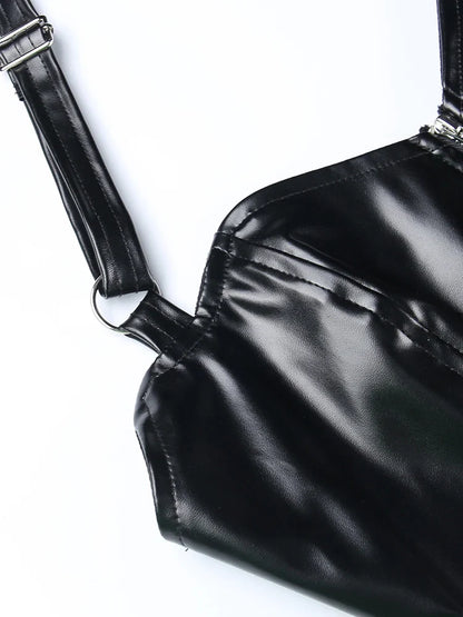 Corset en simili cuir noir