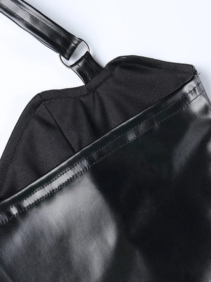 Corset en simili cuir noir
