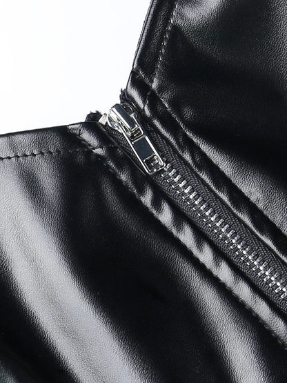 Corset en simili cuir noir